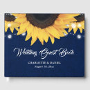 Search for navy blue and sunflower wedding guest books String lights