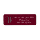Search for classic wedding return address labels Burgundy