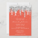Search for orange silver invitations Glitter