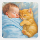 Search for napping square stickers Kitten