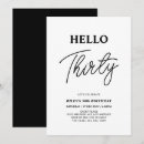 Search for hello 30 birthday invitations Black