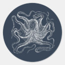 Search for vintage octopus illustration stickers Blue