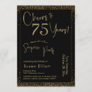 Search for blue 75th birthday invitations Gold glitter