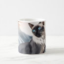 Search for fluffy cat mugs Black and white cat