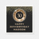 Search for 30th birthday napkins Black and gold
