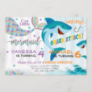 Search for mermaid shark birthday invitations Summer