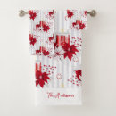 Search for red white christmas bath towels Poinsettia