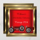 Search for vintage race car birthday invitations Red
