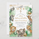 Search for greenery 1st birthday invitations Safari