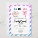 Search for baseball or bows gender reveal invitations Blue