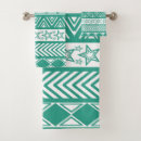 Search for teal bath towels Tribal pattern