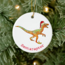 Search for dinosaur santa christmas tree decorations Velociraptor