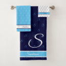 Search for navy and white bath towels Script
