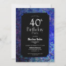Search for blue black 40th birthday invitations Modern