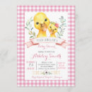 Search for duck baby girl shower invitations Pink gingham