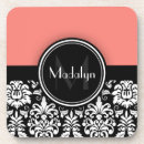 Search for monogram damask coasters Girly