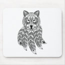 Search for wolf inspirational mouse mats Zen doodle style