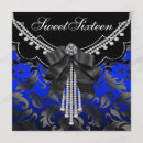 Search for royal blue black birthday invitations Sixteen