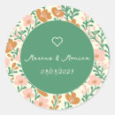 Search for pink and green wedding stickers Botanical