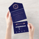 Search for rose gold glitter wedding invitations Navy blue