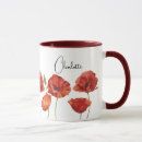 Search for red poppies flowers mugs August birth flower