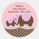 Search for pink brown baby shower stickers Elephant