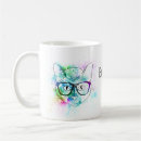 Search for hipster cat mugs Watercolor
