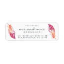Search for pink feathers return address labels Elegant