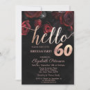 Search for red rose 60th birthday invitations Black