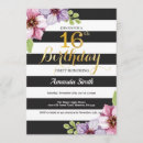 Search for stripes sweet 16 invitations Black and white stripes