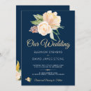 Search for peach and navy wedding invitations Watercolor flowers