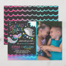 Search for mermaid shark birthday invitations Pool party