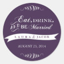 Search for eat drink be married wedding stickers Purple