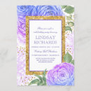 Search for purple floral birthday invitations Glitter