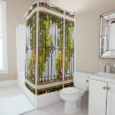 Search for stained glass shower curtains Trees