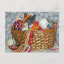 Search for kitten with yarn postcards Feline