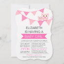 Search for pink owl baby shower invitations Modern