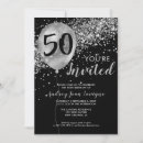 Search for black and grey birthday invitations Silver