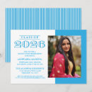 Search for blue and white graduation invitations Stripes