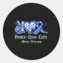 Search for peace love cure stickers Blue