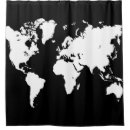 Search for world map shower curtains Black