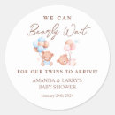 Search for boy twins baby shower stickers We can bearly wait