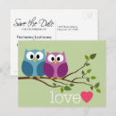 Search for owls save the dates Whimsical