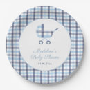 Search for blue and white checked paper plates For her