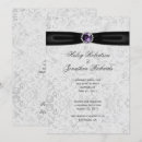 Search for purple black silver wedding invitations Damask