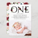 Search for burgundy 1st birthday invitations Watercolor
