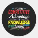 Search for knowledge round stickers Education