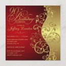 Search for elegant red and gold birthday invitations Party