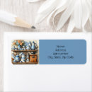 Search for blue and white return address labels Retro
