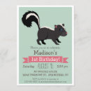 Search for skunk birthday invitations Cute